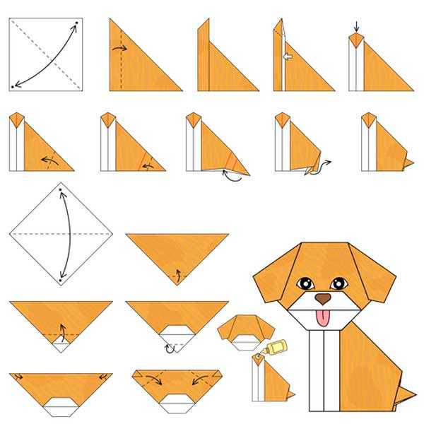 Оригами собака — основные этапы и схемы как сделать модульную бумажную собаку