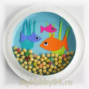 Аквариум с рыбками из одноразовой тарелки