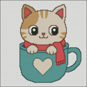 Котенок в чашке крестиком