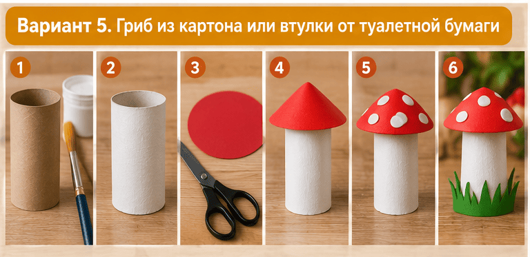 поделка из картона грибы